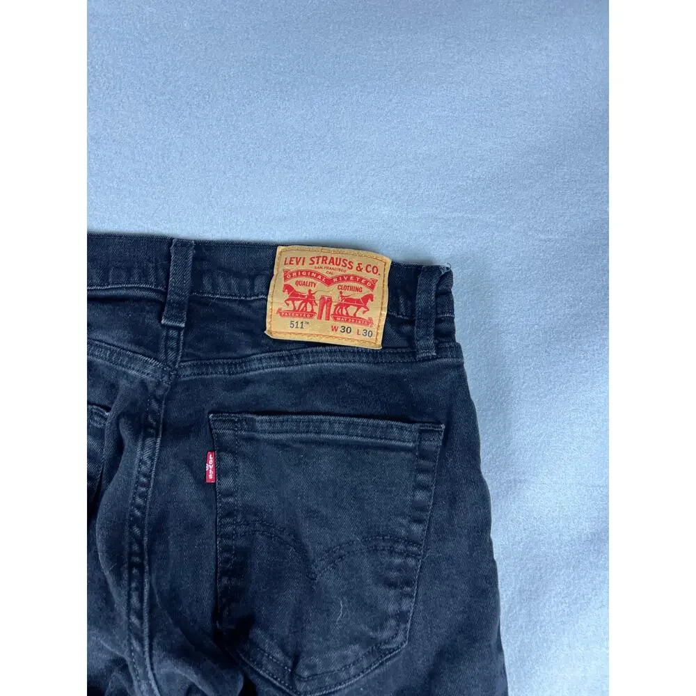 Levi 511 Black Jeans Mens 30x30 Straight Leg Casual Mid Rise Denim 2000's